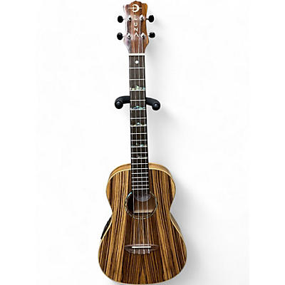 Luna Guitars Used Luna Baritone Zebra  Natural High Tide Ukulele