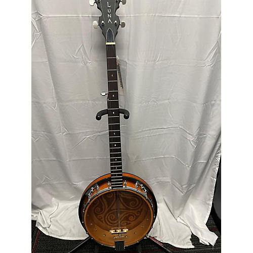 Luna Guitars Used Luna Celtic 5 String Banjo Worn Natural Banjo Worn Natural