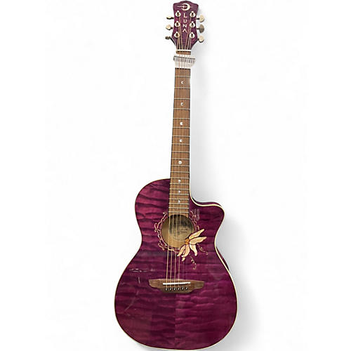Used Luna FLO PF QM Trans Purple Acoustic Electric Guitar Trans Purple