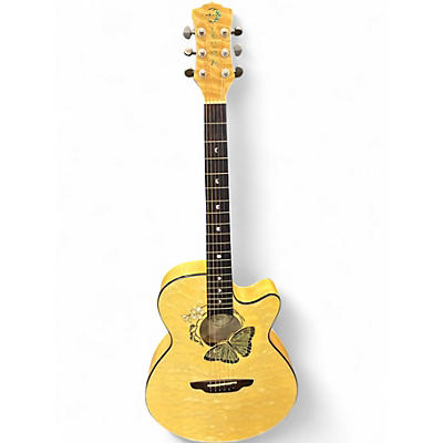 Used Luna Fauna Butterfly TRANSPARENT NATURAL Acoustic Electric Guitar