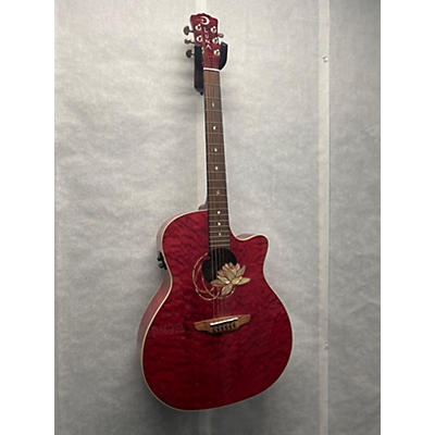 Luna Used Luna Flora Lotus Custom Pink Acoustic Electric Guitar