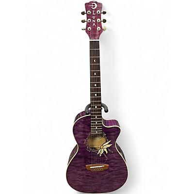 Used Luna Flora Passion Flower Purple Acoustic Electric Guitar