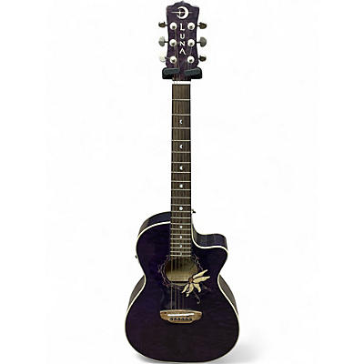 Used Luna Flora Passion Flower Purple Acoustic Electric Guitar