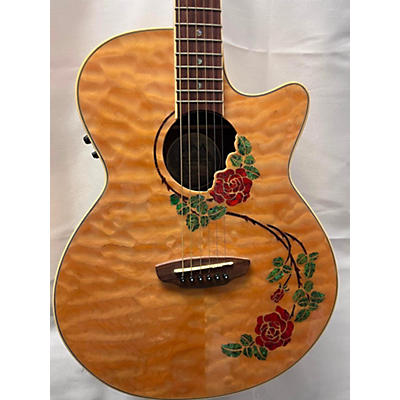 Luna Guitars Used Luna Flora Rose Natural Acoustic Electric Guitar