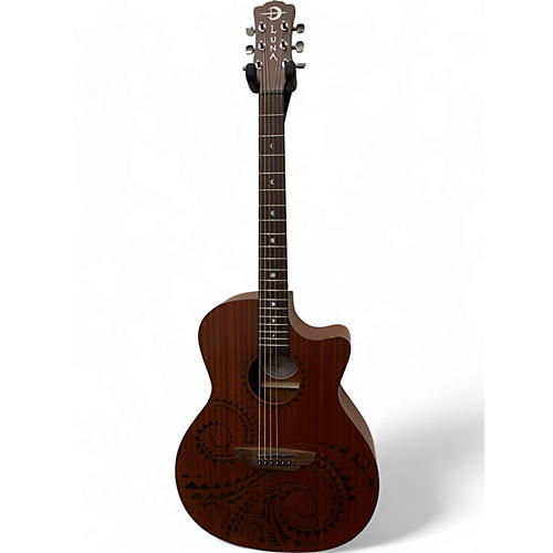 Luna Guitars Used Luna GYPSY TATTOO Brown Acoustic Guitar Brown