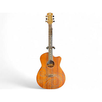 Luna Guitars Used Luna Gypsy Tattoo Mahogany Acoustic-Electric Grand Concert Natural Acoustic Electric Guitar