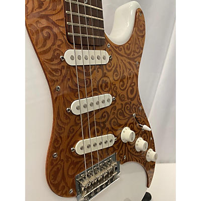 Luna Guitars Used Luna Henna Paisley White Solid Body Electric Guitar