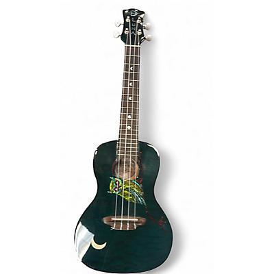 Used Luna  Owl Quilt Top Concert transparent Green Ukulele