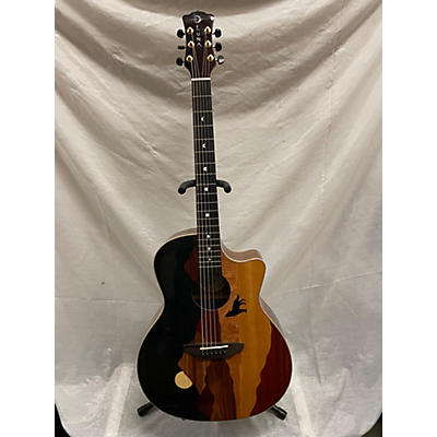 Luna Guitars Used Luna Vista Wolf Custom Graphic Acoustic Electric Guitar