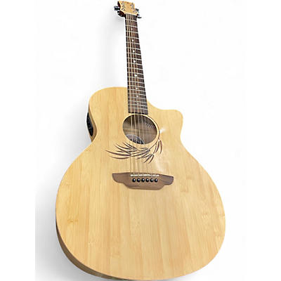 Used Luna bamboo gae Natural Acoustic Electric Guitar