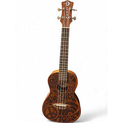 Used Luna love music peace ukulele Natural Ukulele