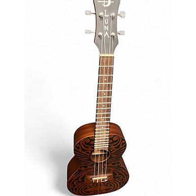 Used Luna uke tribal tenor Natural Ukulele