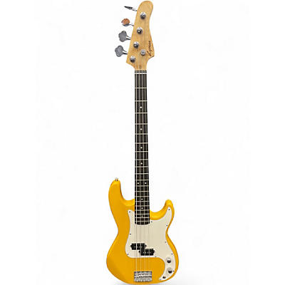 Used Lyman LP-150 Vintage Yellow Electric Bass Guitar