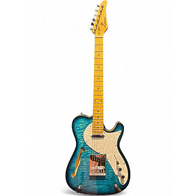 Used Lyman lt 300 hq Blue Burst Solid Body Electric Guitar
