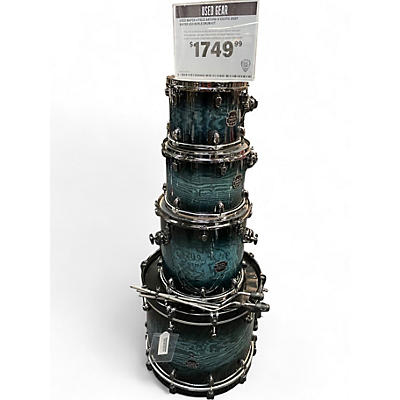 Used Mapex 4 Piece Saturn IV EXOTIC DEEP WATER ASH BURLE Drum Kit