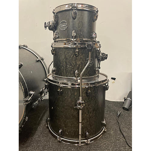 Used Mapex 4 piece Saturn Satin Black Burl Drum Kit Satin Black Burl