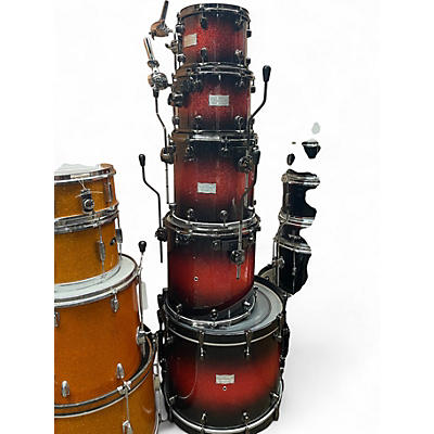 Used Mapex 5 Piece Saturn Standard Red to Black Fade Drum Kit