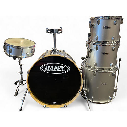 Used Mapex 5 Piece V Series 5 Piece Shell Pack Silver Drum Kit Silver