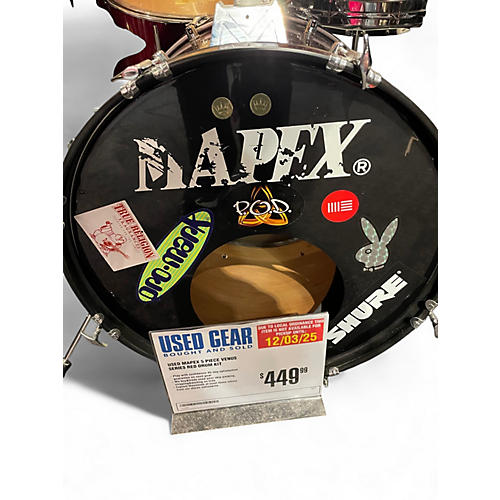 Used Mapex 5 Piece venus series Red Drum Kit Red