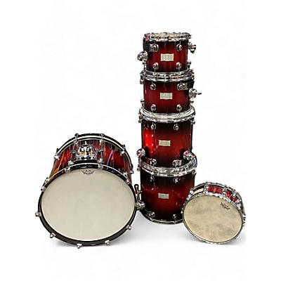 Used Mapex 6 Piece SATURN III Red to Black Fade Drum Kit