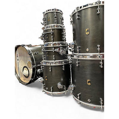 Used Mapex 7 Piece Black Panther Design Labs Equinox Satin Flat Black Drum Kit