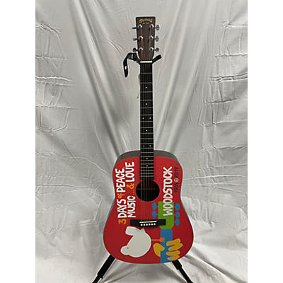 Martin Used Martin DX WOODSTOCK Red Acoustic Electric Guitar