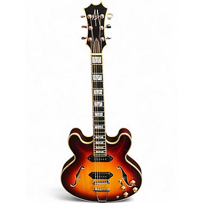 Used Maxey Green Street 3 Tone Sunburst Hollow Body Electric Guitar