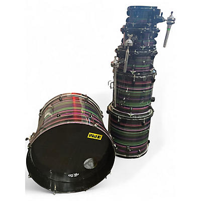 Used Miscellaneous 6 Piece 6 Piece Custom Purple/Green/Black Swirl Drum Kit