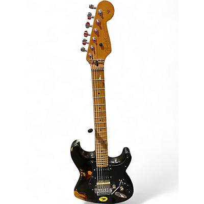 Used Miscellaneous Partscaster Satin Black Solid Body Electric Guitar