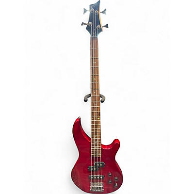 Used Mitchell MB200 Crimson Red Trans Electric Bass Guitar