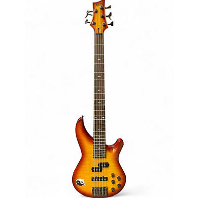 Used Mitchell MB305 5 String QUILTED HONEY BURST Electric Bass Guitar