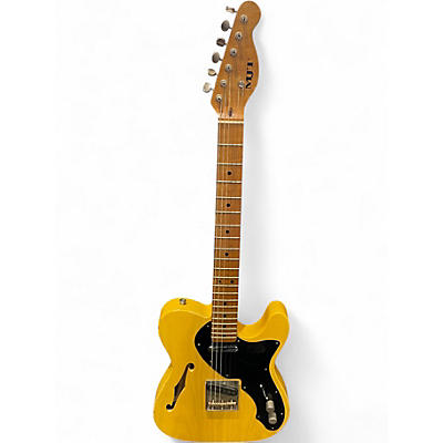 Used Mjt thinline Yellow Hollow Body Electric Guitar