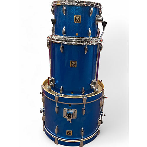 Used Modern Drum Shop 3 Piece maple blue sparkle Drum Kit blue sparkle