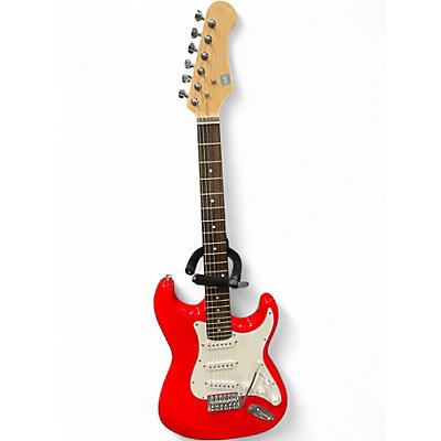 Used Monoprice DOUBLE CUTAWAY S TYPE RED Solid Body Electric Guitar