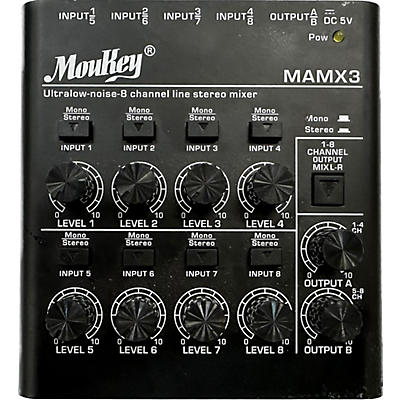 Used Moukey Audio Mixer Line Mixer, DC 5V, 8-Stereo Ultra, Low Noise 8-Channel For Sub-Mixing Mixer