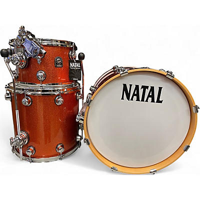 Used Natal Drums 3 Piece Originals Series Orange Sparkle Drum Kit