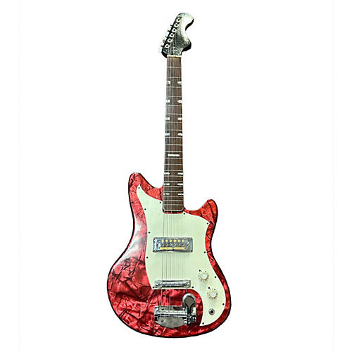 Norma Used Norma Electric Double Cut Red Pearloid Solid Body Electric Guitar Red Pearloid