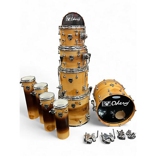 Used Odery 9 Piece Custom Shop Natural Teak/Araucaria Wood Satin Natural Teak Drum Kit Satin Natural Teak