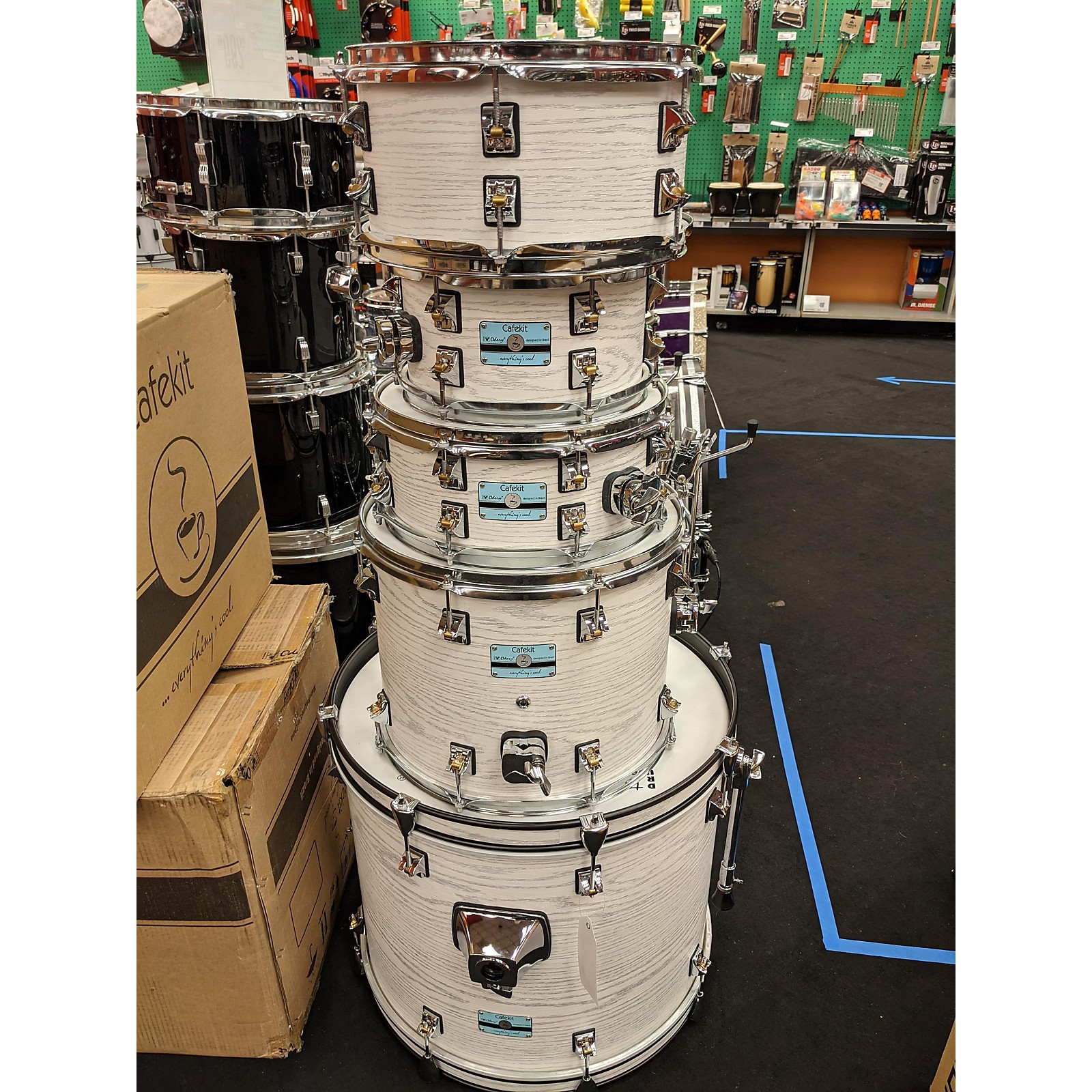 Used Odery Drums 5 piece Cafekit W/Expansion White Ash Drum Kit Musician's Friend