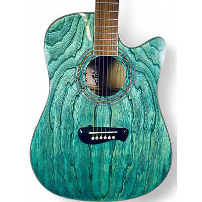 Olympia By Tacoma Used Olympia By Tacoma OD-11CE Turquoise Acoustic Electric Guitar