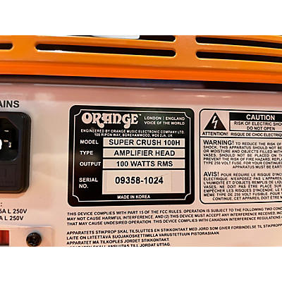 Used Orange Amplifiers Super Crush 100H 100W Solid State Guitar Amp Head