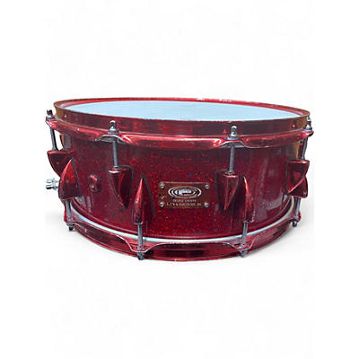 Used Orange County Drum & Percussion 14X5.5 Adrian Young Signature Snare Red Sparkle Drum