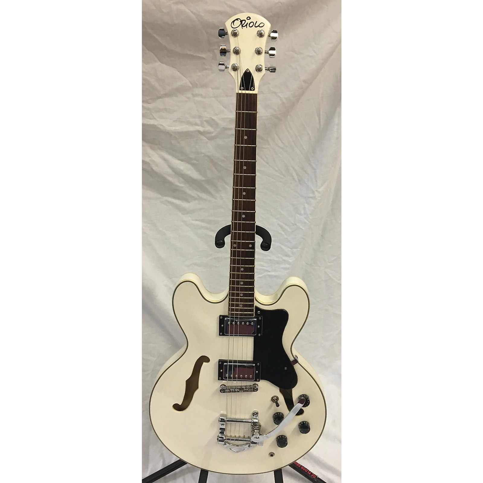 Used Oriolo Prestar Blanche Alpine White Hollow Body Electric Guitar