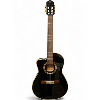 Used Ortega RCE138 LEFTY BLACK Classical Acoustic Electric Guitar
