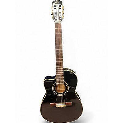 Used Ortega RCE138-T4-L Black Classical Acoustic Electric Guitar