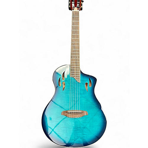 Used Ortega RTPDLX-FMA Blue Burst Classical Acoustic Guitar Blue Burst