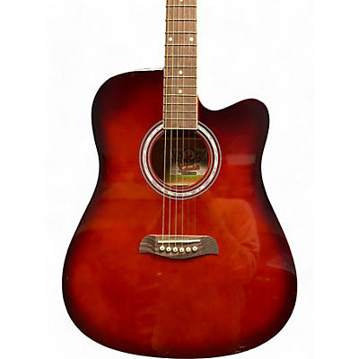 Oscar Schmidt Used Oscar Schmidt OD45CRDPAK-W Candy Red Burst Acoustic Guitar