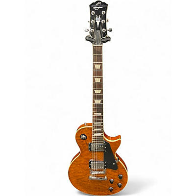 Used Oscar Schmidt OE20 LP Style Quilted Amber Solid Body Electric Guitar