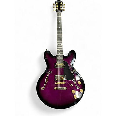 Used Oscar Schmidt OE30F Delta King Purple Burst Hollow Body Electric Guitar