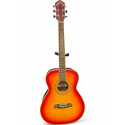 Used Oscar Schmidt OF2CS Lefty Cherry Sunburst Acoustic Electric Guitar